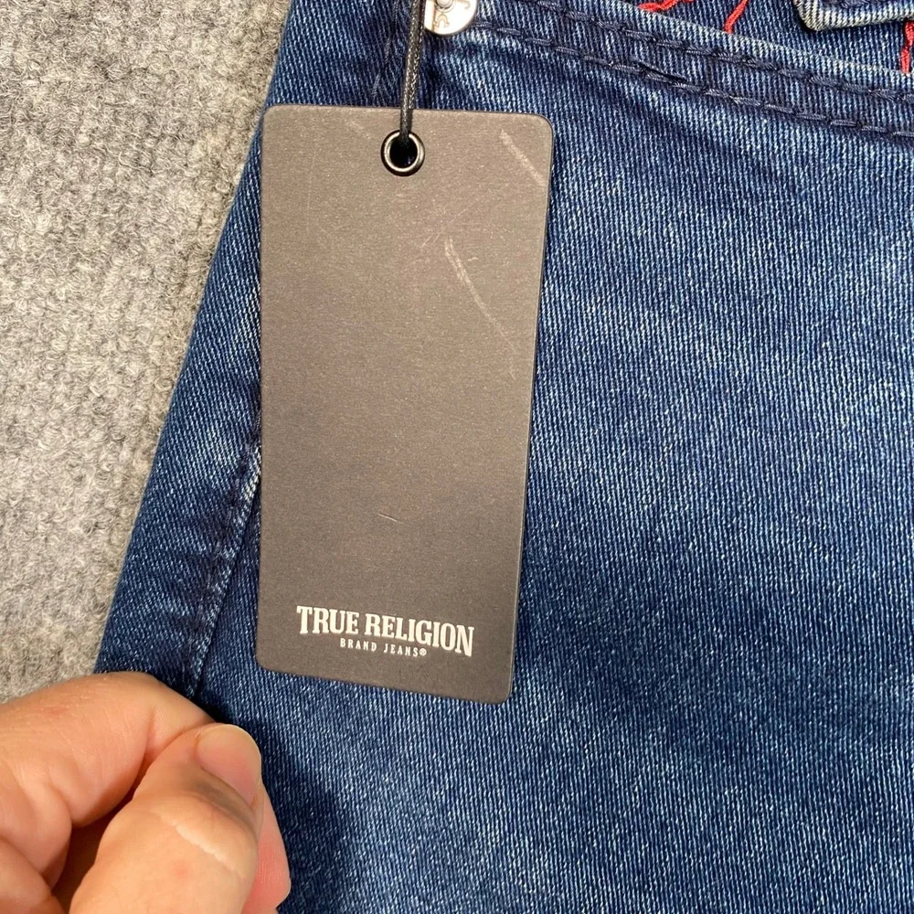 True Religion Mens Geno Relaxed Slim Jeans Dark Shivering Wash Blue 30 Big T